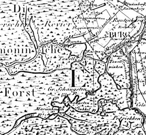 Teilauschnitt der Schroetterkarte von 1802
