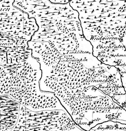 Teilauschnitt der Schroetterkarte von 1802