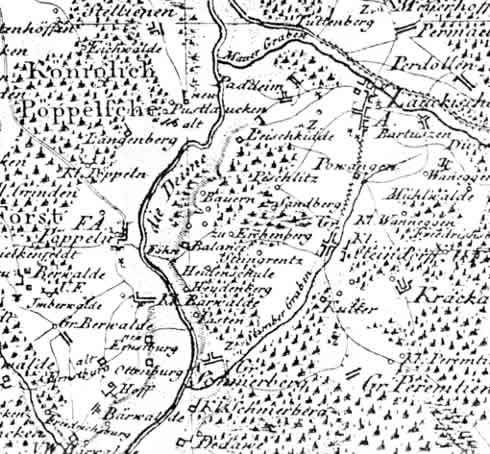Teilauschnitt der Schroetterkarte von 1802